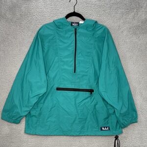 Vintage Woolrich Anorak Windbreaker Rain Jacket Women's L VTG Green Nylon USA